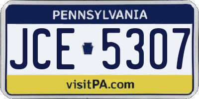 PA license plate JCE5307