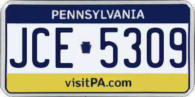 PA license plate JCE5309