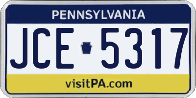 PA license plate JCE5317