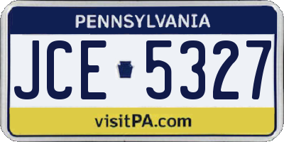 PA license plate JCE5327
