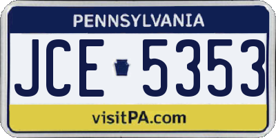 PA license plate JCE5353