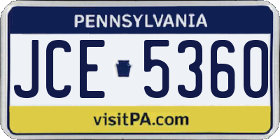 PA license plate JCE5360
