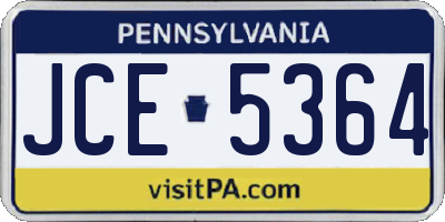 PA license plate JCE5364