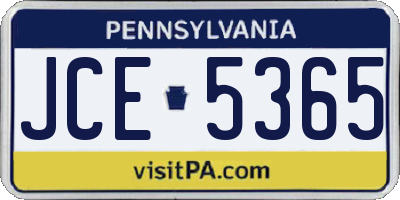 PA license plate JCE5365