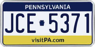 PA license plate JCE5371