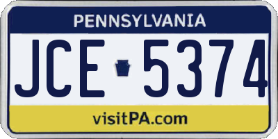 PA license plate JCE5374