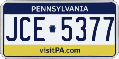 PA license plate JCE5377
