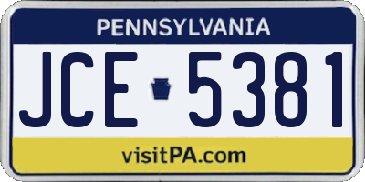 PA license plate JCE5381