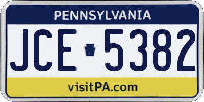 PA license plate JCE5382