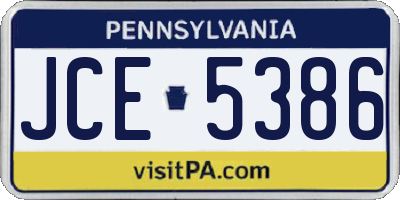 PA license plate JCE5386