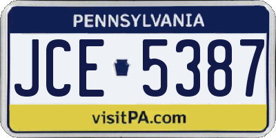 PA license plate JCE5387