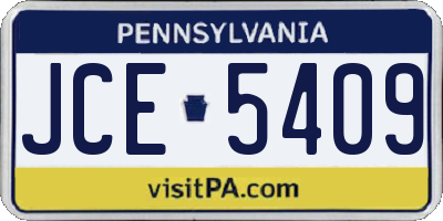 PA license plate JCE5409