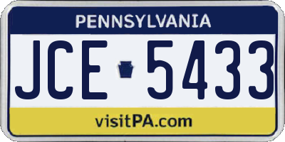 PA license plate JCE5433