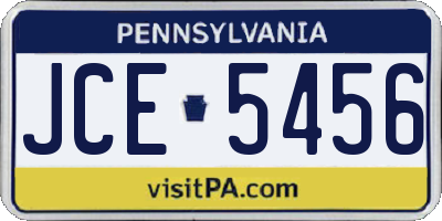 PA license plate JCE5456