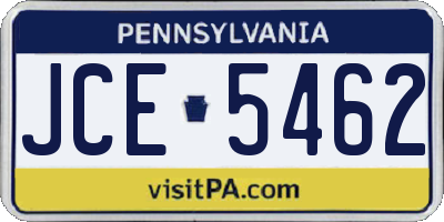 PA license plate JCE5462