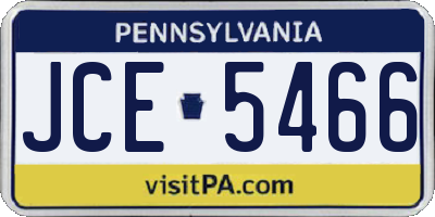 PA license plate JCE5466