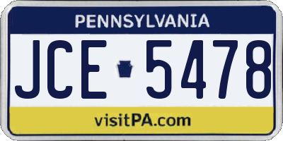 PA license plate JCE5478