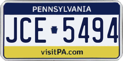 PA license plate JCE5494