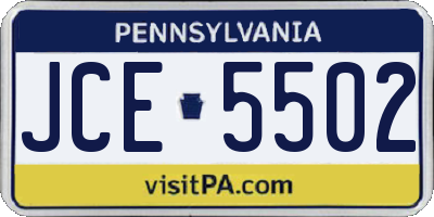 PA license plate JCE5502