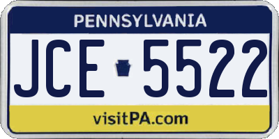 PA license plate JCE5522
