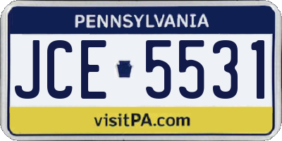 PA license plate JCE5531
