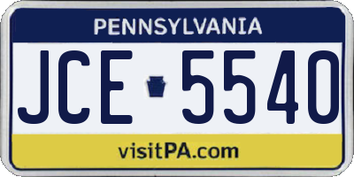 PA license plate JCE5540