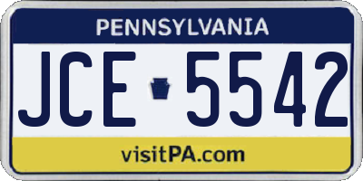 PA license plate JCE5542