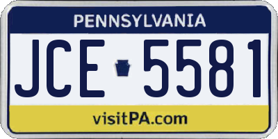 PA license plate JCE5581
