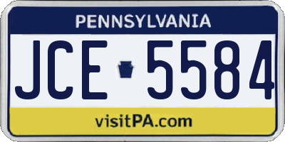 PA license plate JCE5584