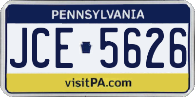 PA license plate JCE5626