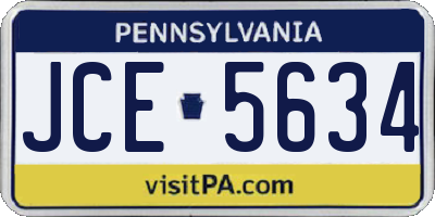 PA license plate JCE5634