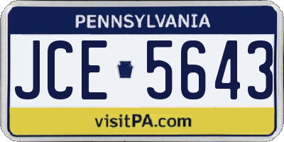 PA license plate JCE5643