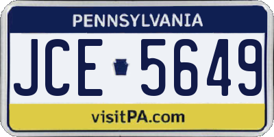 PA license plate JCE5649