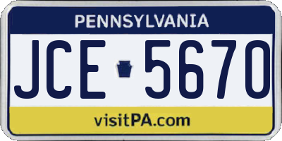 PA license plate JCE5670