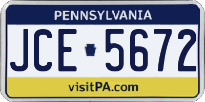 PA license plate JCE5672