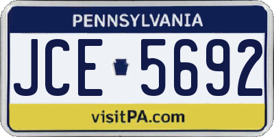PA license plate JCE5692