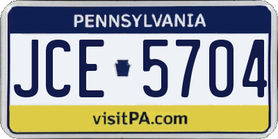PA license plate JCE5704