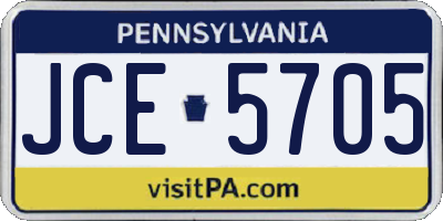 PA license plate JCE5705