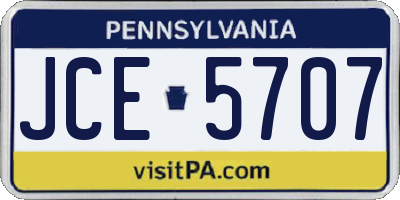 PA license plate JCE5707