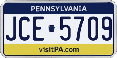 PA license plate JCE5709