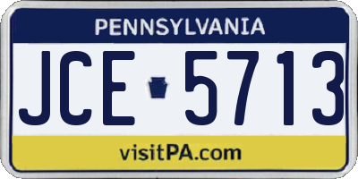 PA license plate JCE5713