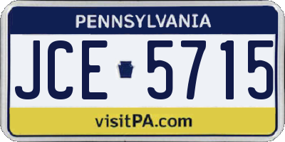 PA license plate JCE5715