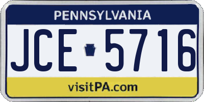 PA license plate JCE5716