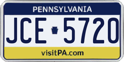 PA license plate JCE5720