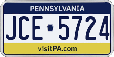 PA license plate JCE5724