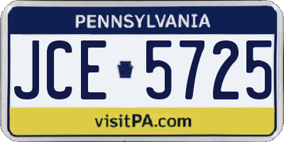 PA license plate JCE5725