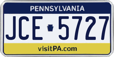 PA license plate JCE5727