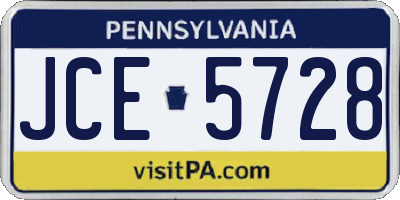 PA license plate JCE5728