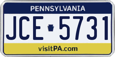 PA license plate JCE5731