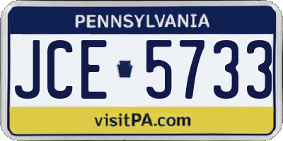 PA license plate JCE5733